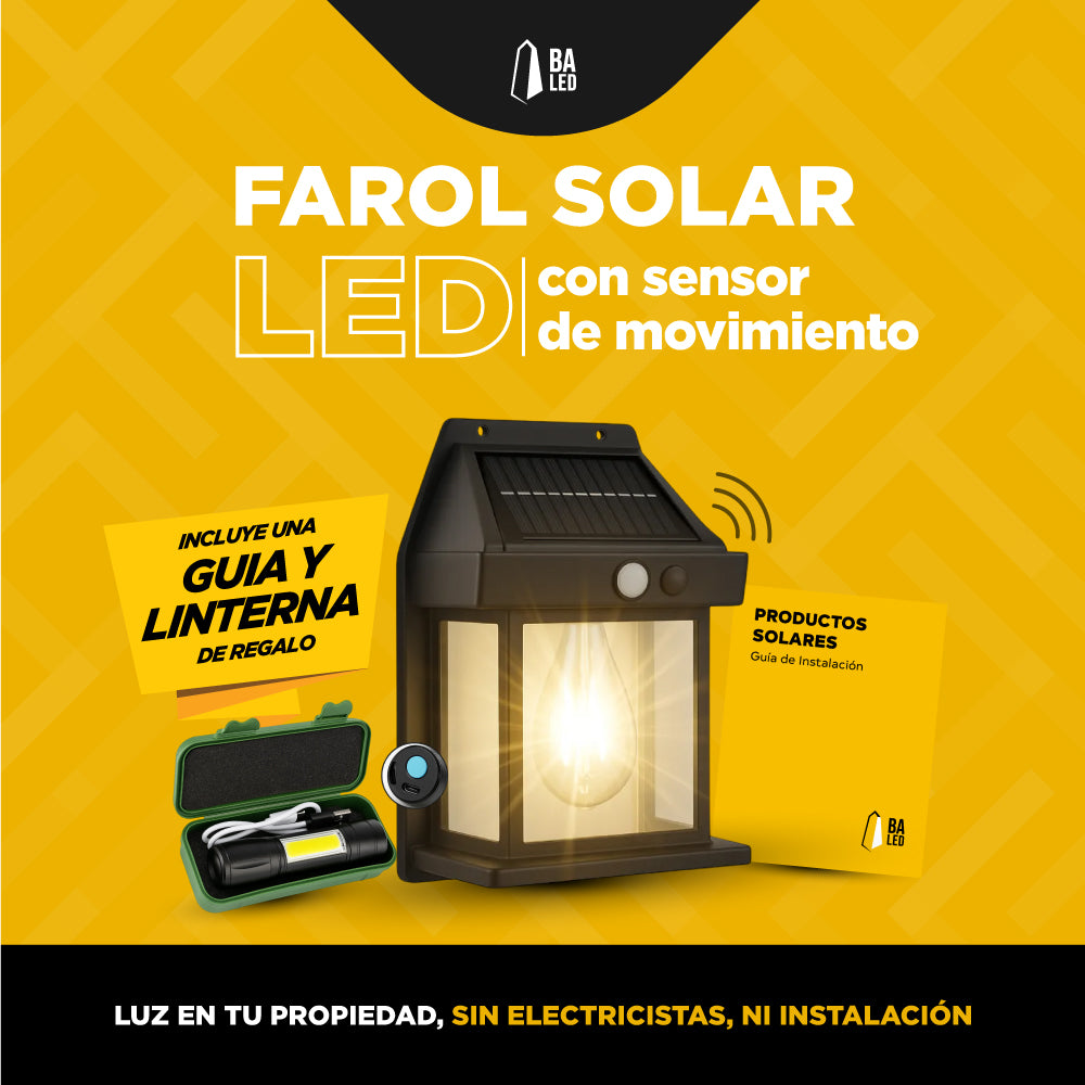 FAROL SOLAR LED SENSOR MOVIMIENTO EXTERIOR