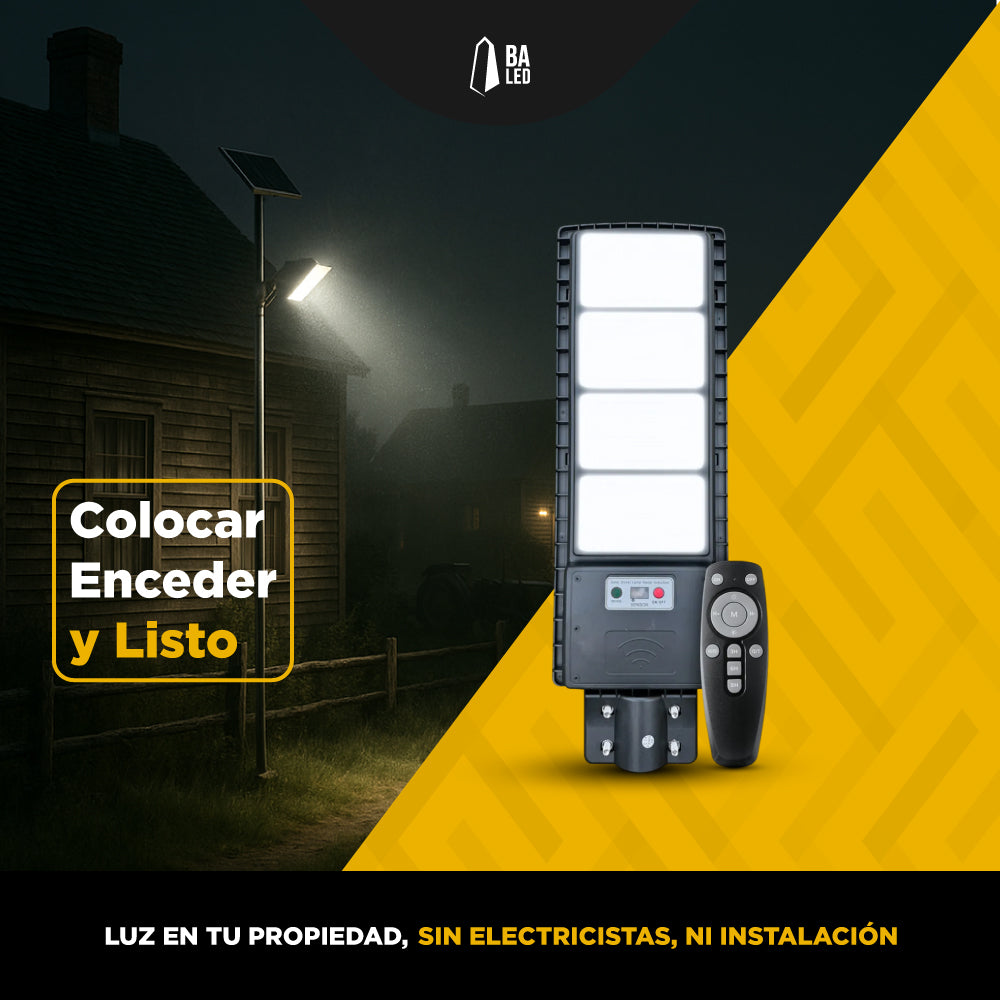 LUMINARIA SOLAR LED 120W REFLECTOR CALLE SENSOR FOTOCELULA