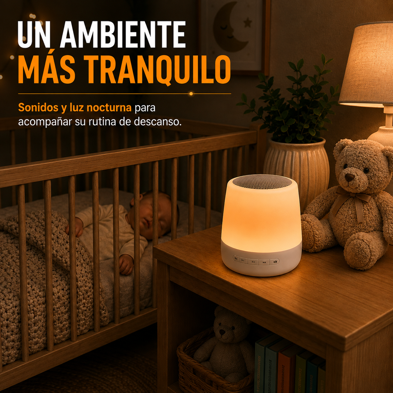CREÁ SU MOMENTO DE CALMA — Máquina de Ruido Blanco + Luz Nocturna Smart