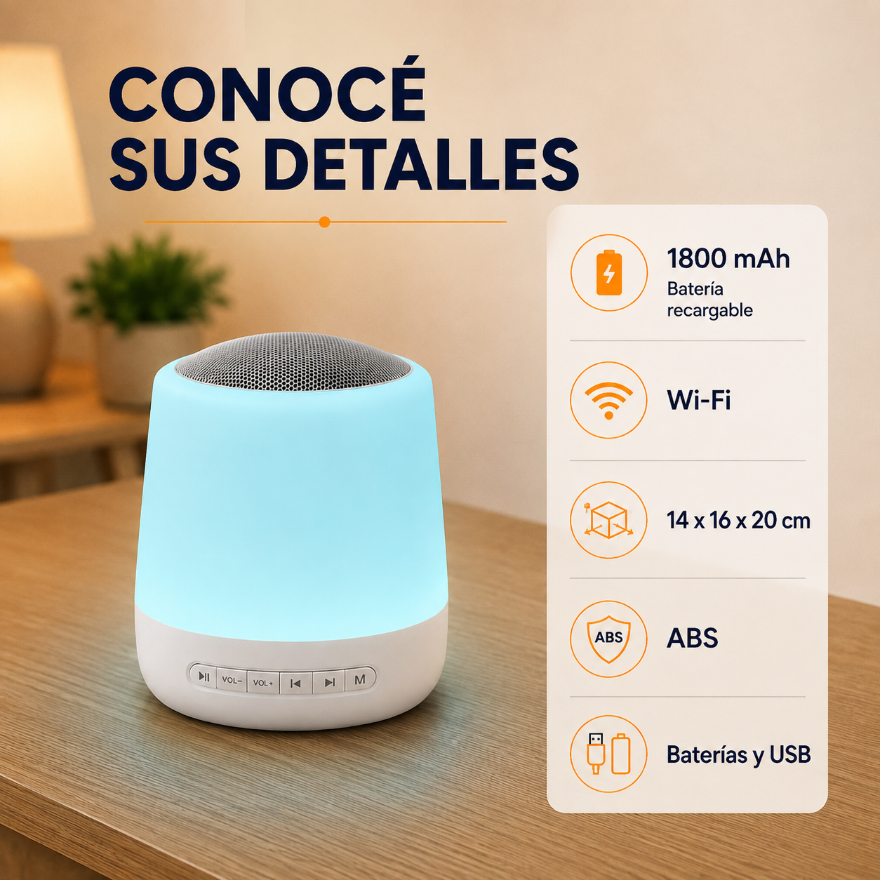CREÁ SU MOMENTO DE CALMA — Máquina de Ruido Blanco + Luz Nocturna Smart