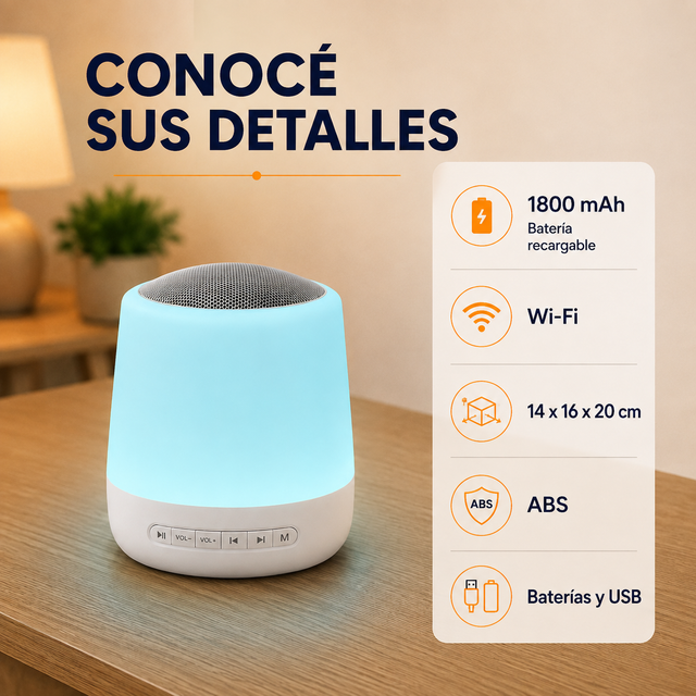 CREÁ SU MOMENTO DE CALMA — Máquina de Ruido Blanco + Luz Nocturna Smart
