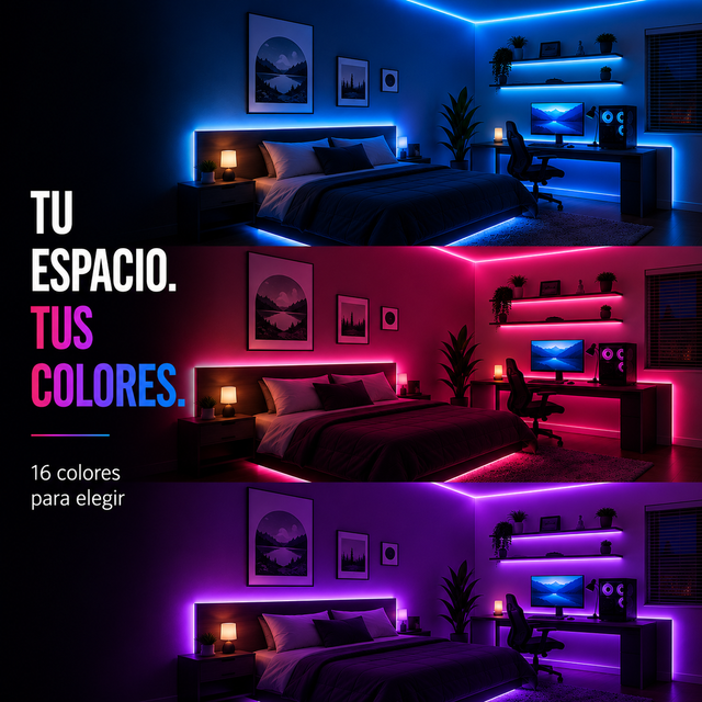 Transformá tu espacio con luz y color - Kit Tira LED RGB 5 Metros