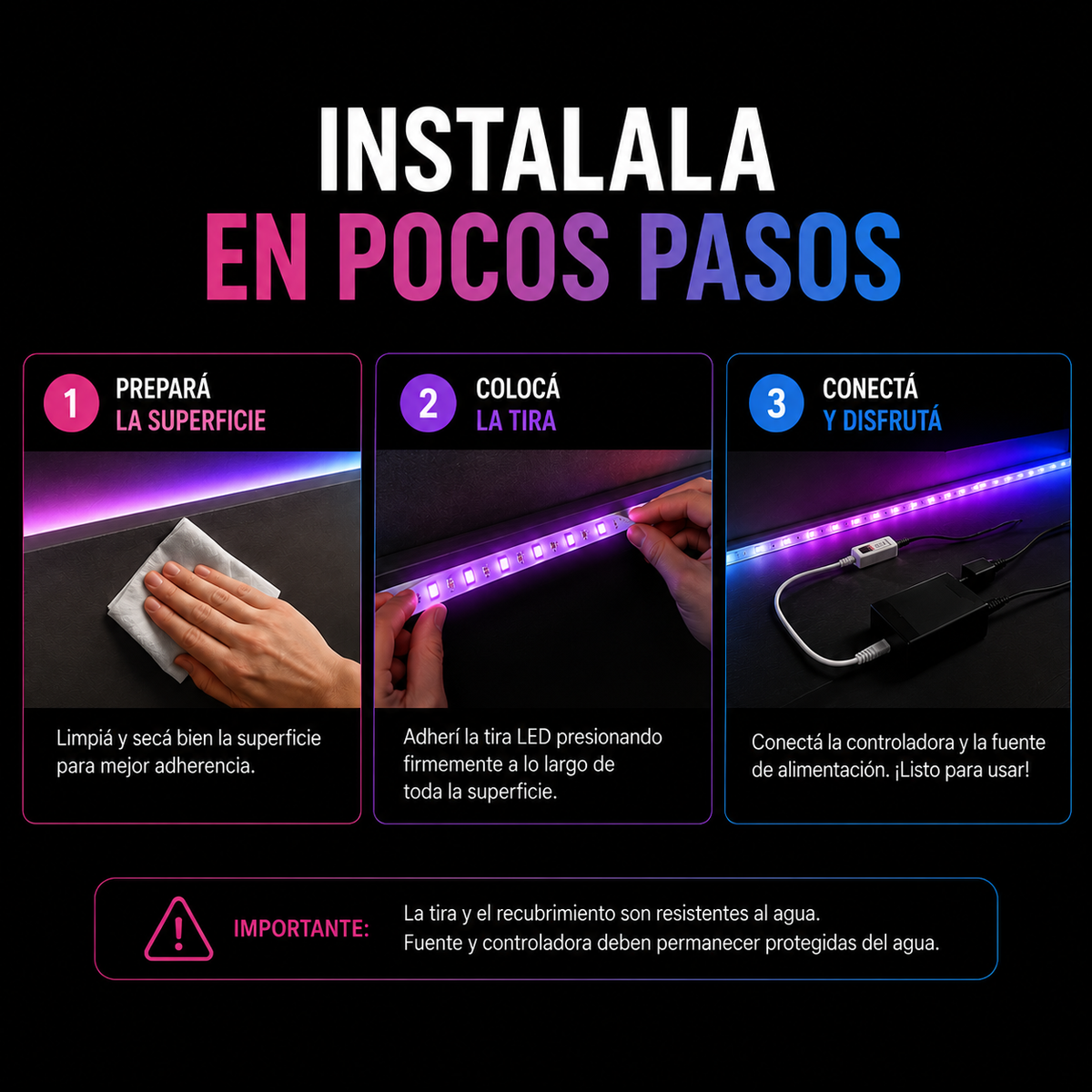 Transformá tu espacio con luz y color - Kit Tira LED RGB 5 Metros