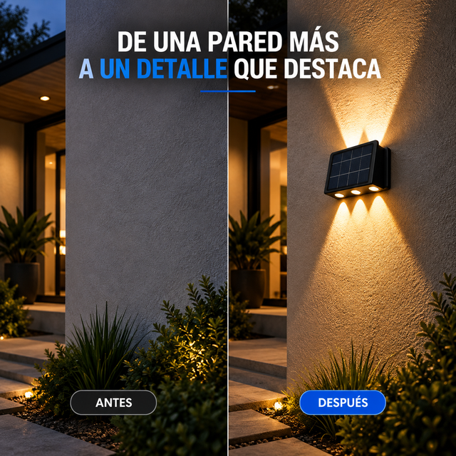Aplique Solar HALO — Tu casa de noche, como sacada de una revista. Sin cables ni electricista.