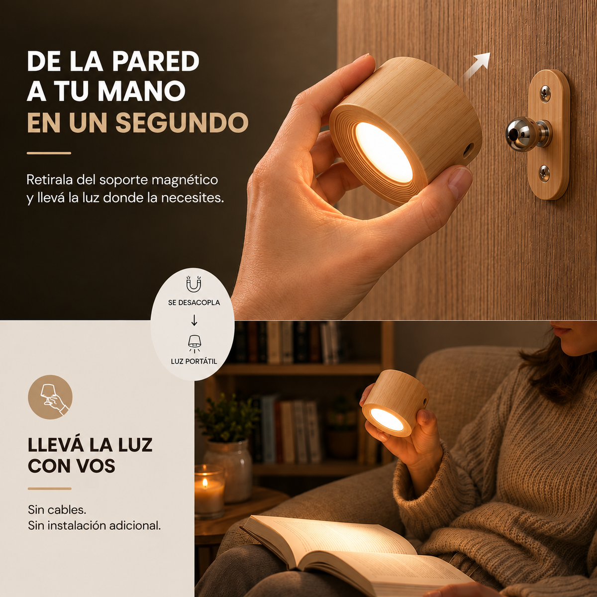 Iluminá cualquier rincón sin enchufes con diseño exclusivo - Lampara Magnética PREMIUM.