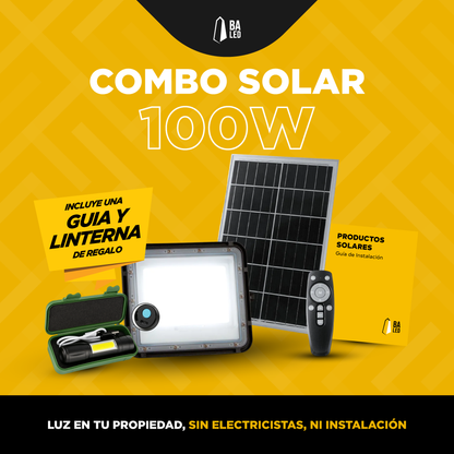 COMBO SOLAR 100W + LINTERNA LED + GUIA GRATIS