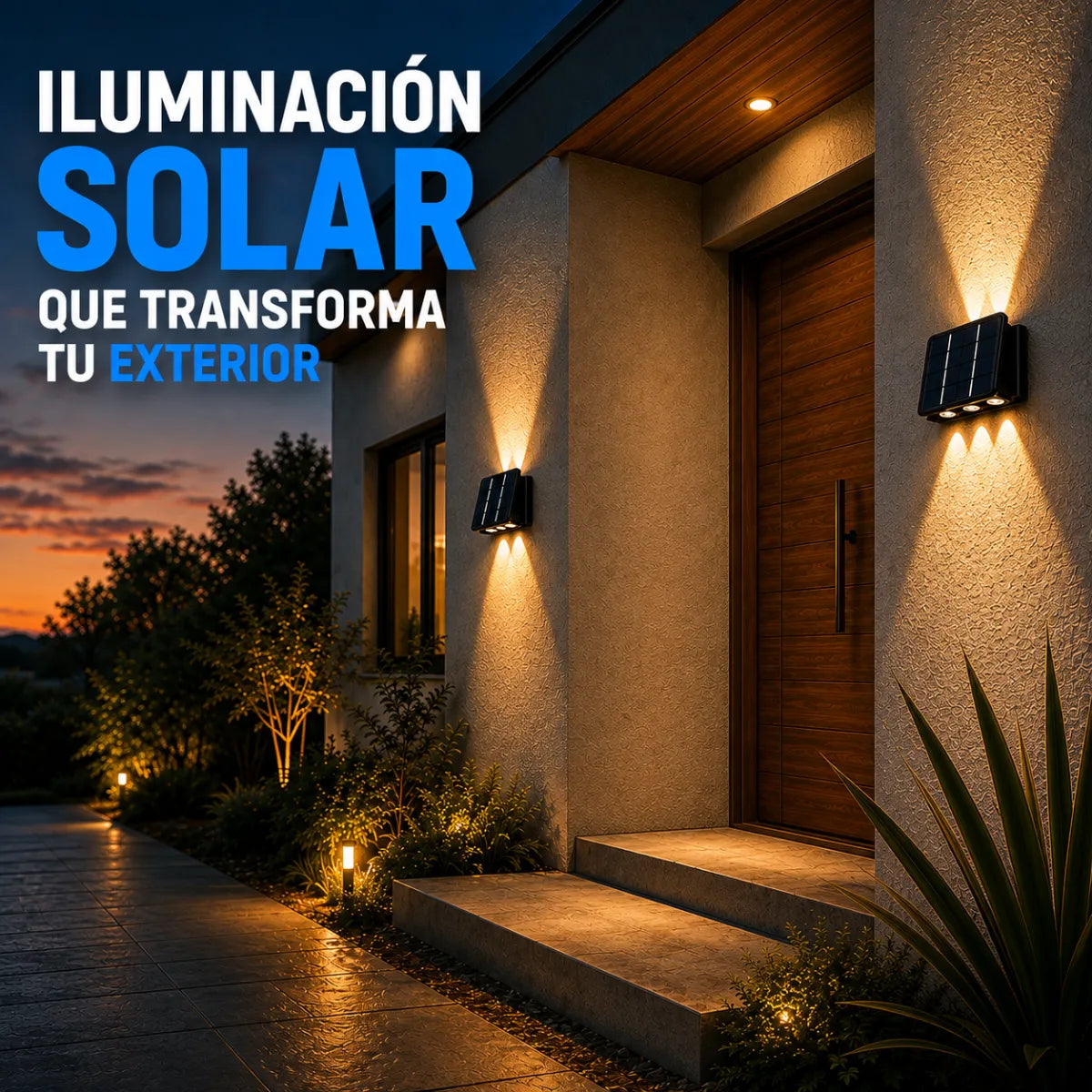 Aplique Solar HALO — Tu casa de noche, como sacada de una revista. Sin cables ni electricista.