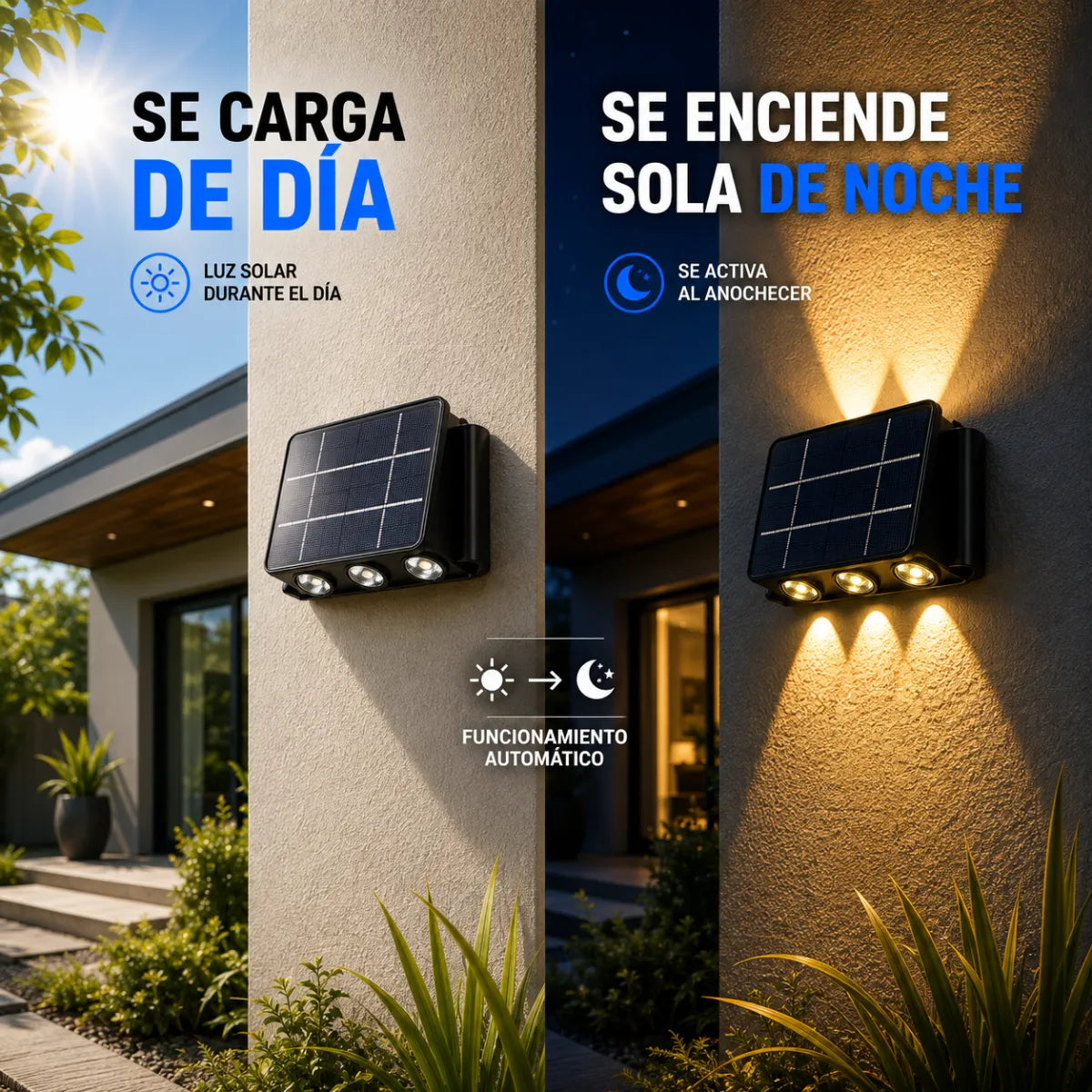 Aplique Solar HALO — Tu casa de noche, como sacada de una revista. Sin cables ni electricista.
