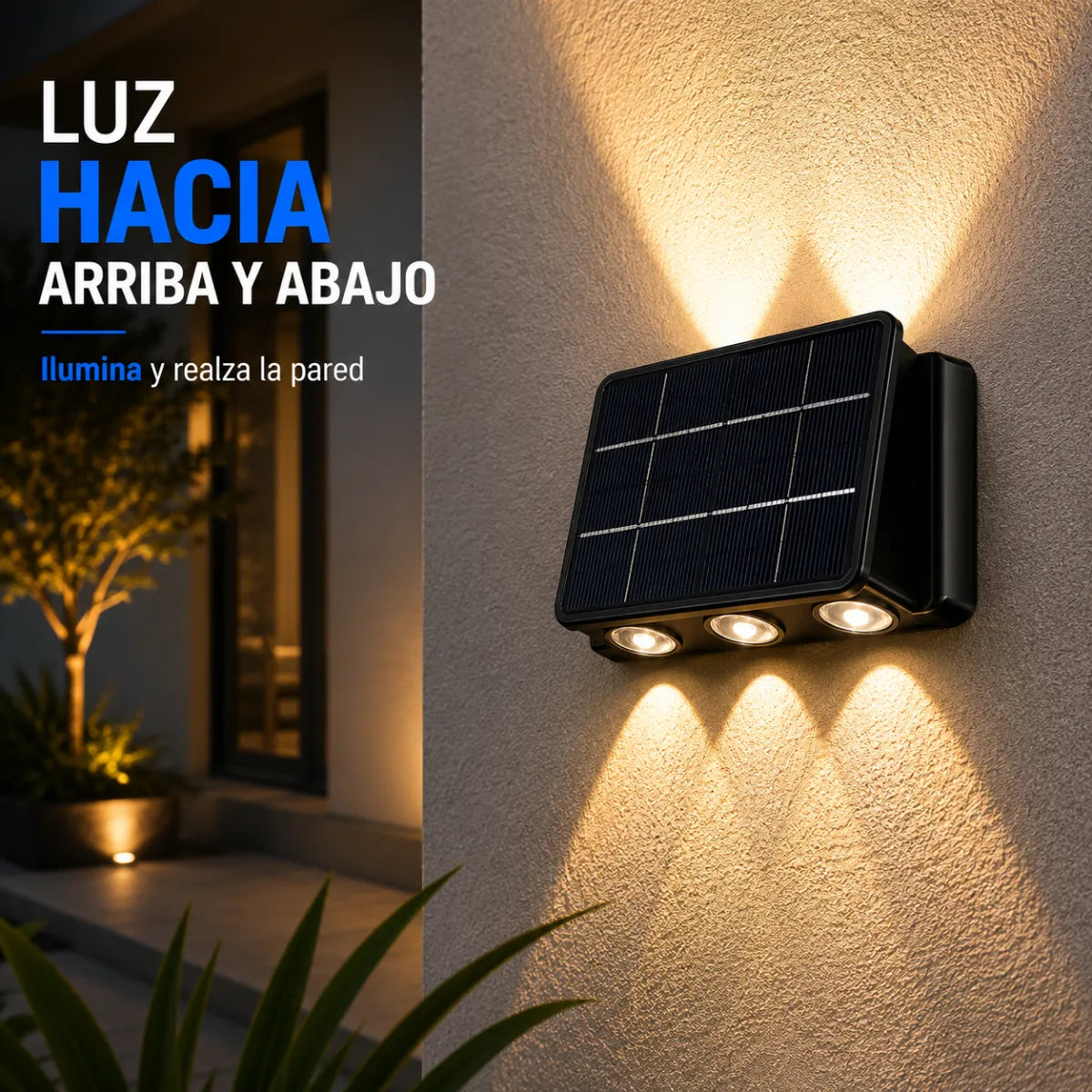 Aplique Solar HALO — Tu casa de noche, como sacada de una revista. Sin cables ni electricista.
