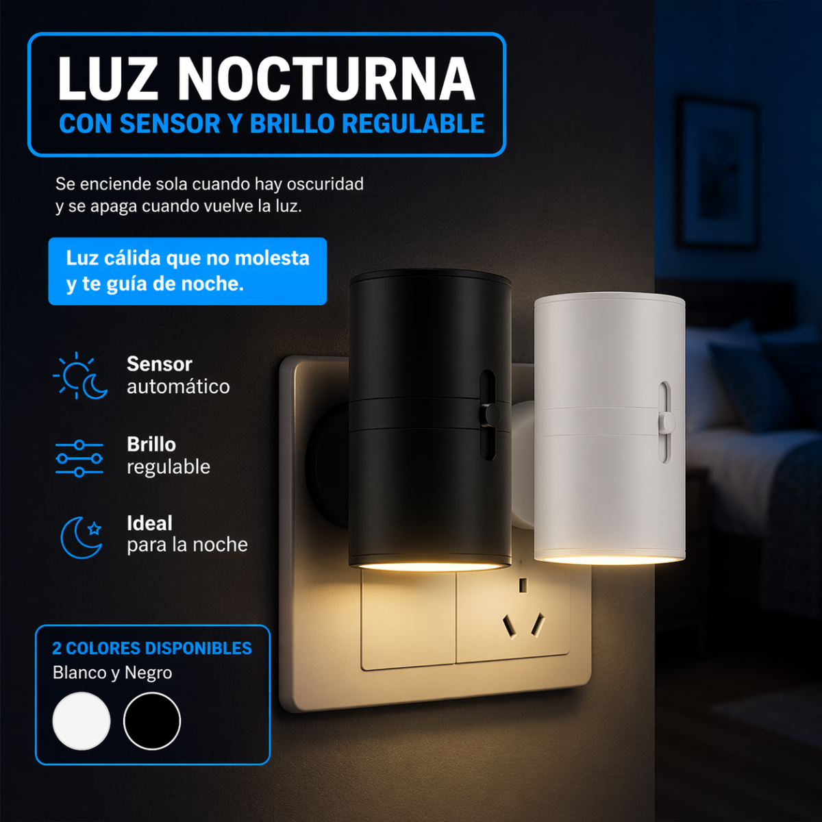 Luz Nocturna LED con Sensor Automático - PREMIUM