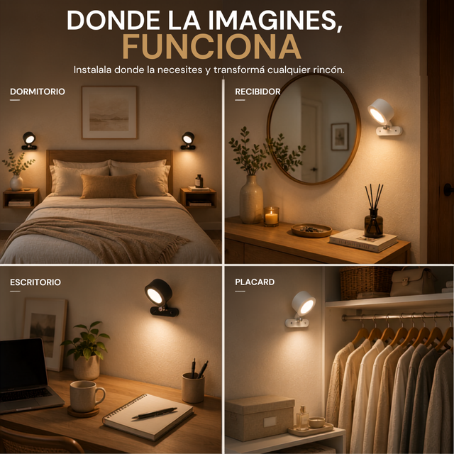 Iluminá cualquier rincón sin enchufes con diseño exclusivo - Lampara Magnética PREMIUM.