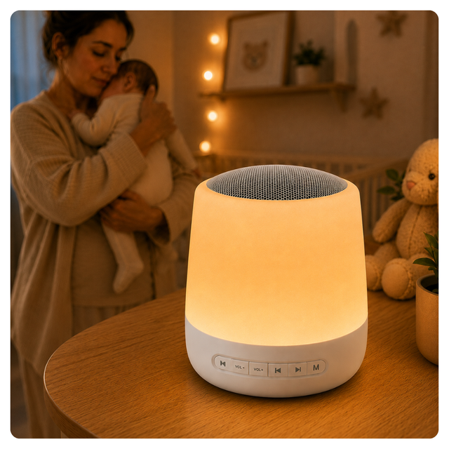 CREÁ SU MOMENTO DE CALMA — Máquina de Ruido Blanco + Luz Nocturna Smart