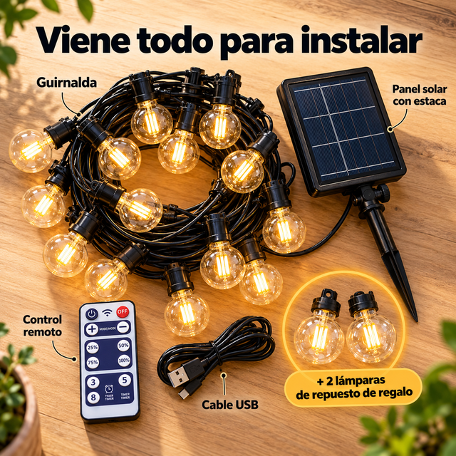 Guirnalda Solar PREMIUM — Más de 990 Patios Ya Iluminados 💡