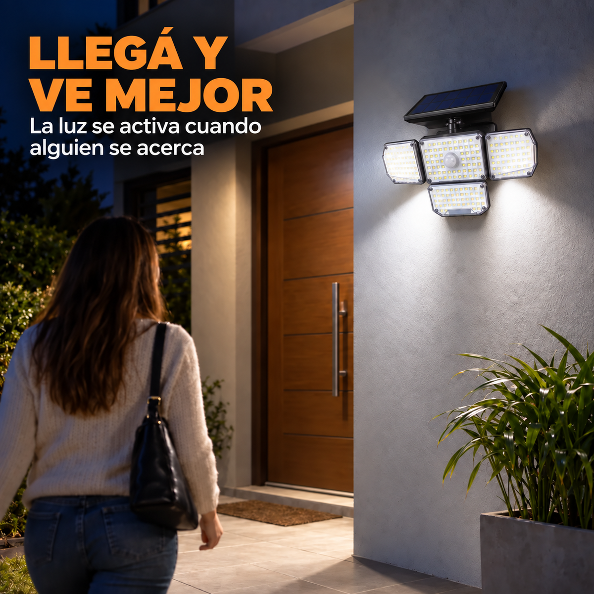 Más luz, más tranquilidad al llegar — Aplique Solar POLI