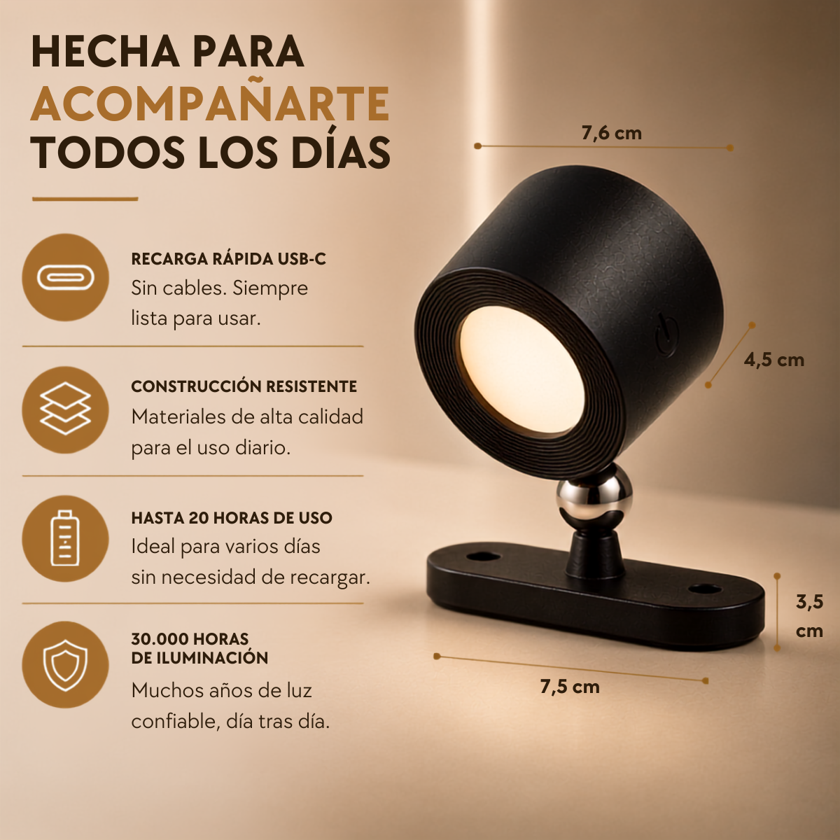 Iluminá cualquier rincón sin enchufes con diseño exclusivo - Lampara Magnética PREMIUM.