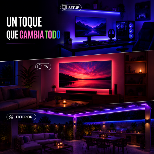 Transformá tu espacio con luz y color - Kit Tira LED RGB 5 Metros