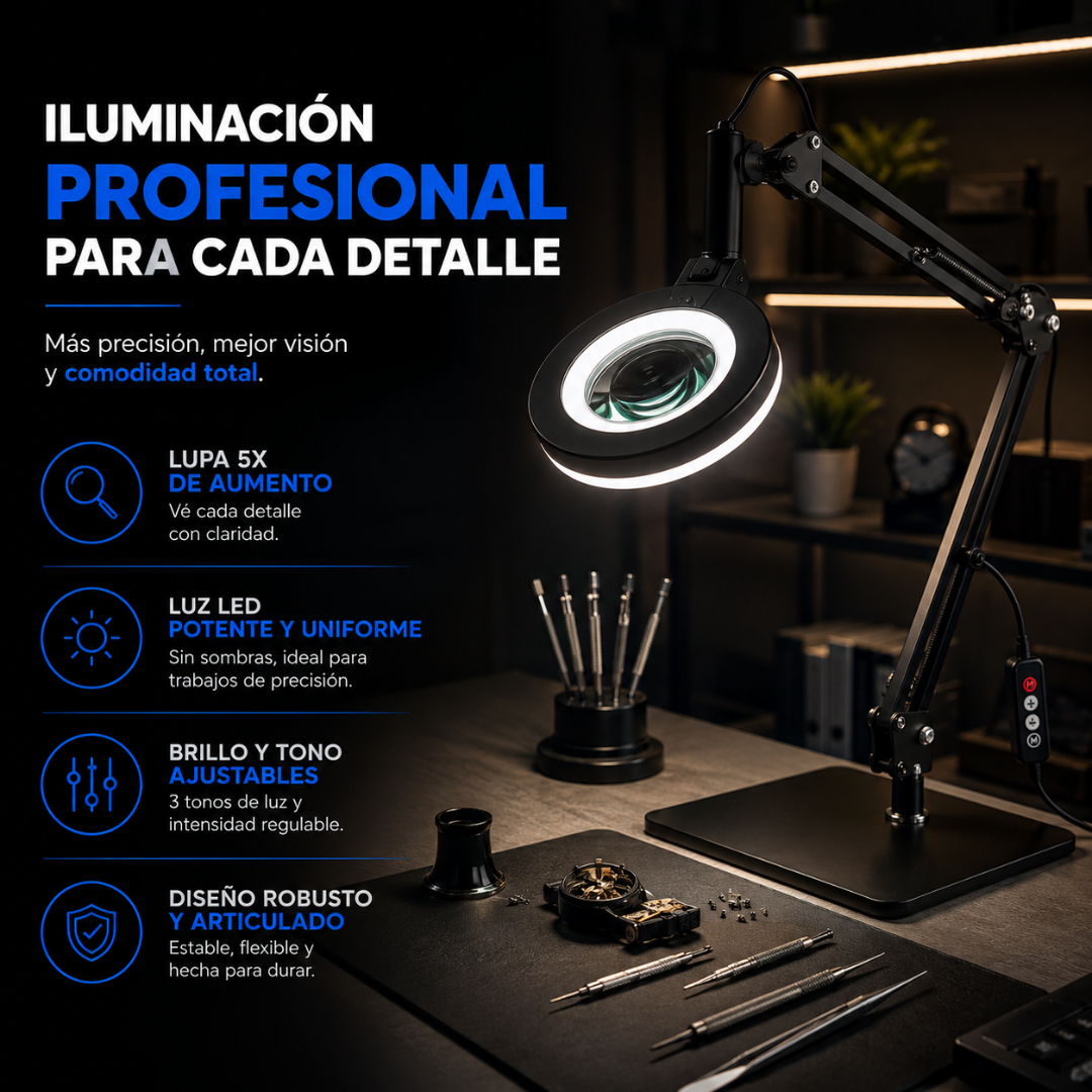 LAMPARA LED DE PRECISION CON LUPA PROFESIONAL