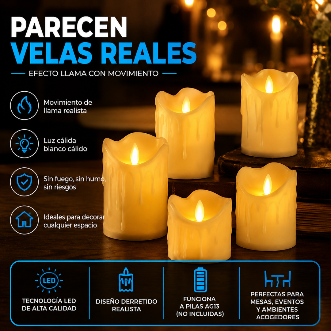 3X2 -  3 VELAS LED EFECTO REALISTA | CALIDEZ Y ESTILO PARA TU HOGAR