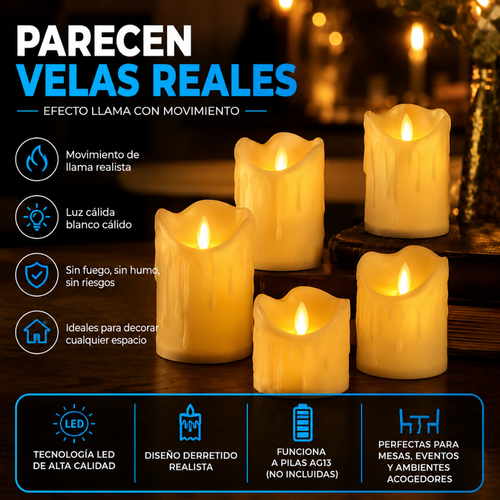 3X2 -  3 VELAS LED EFECTO REALISTA | CALIDEZ Y ESTILO PARA TU HOGAR