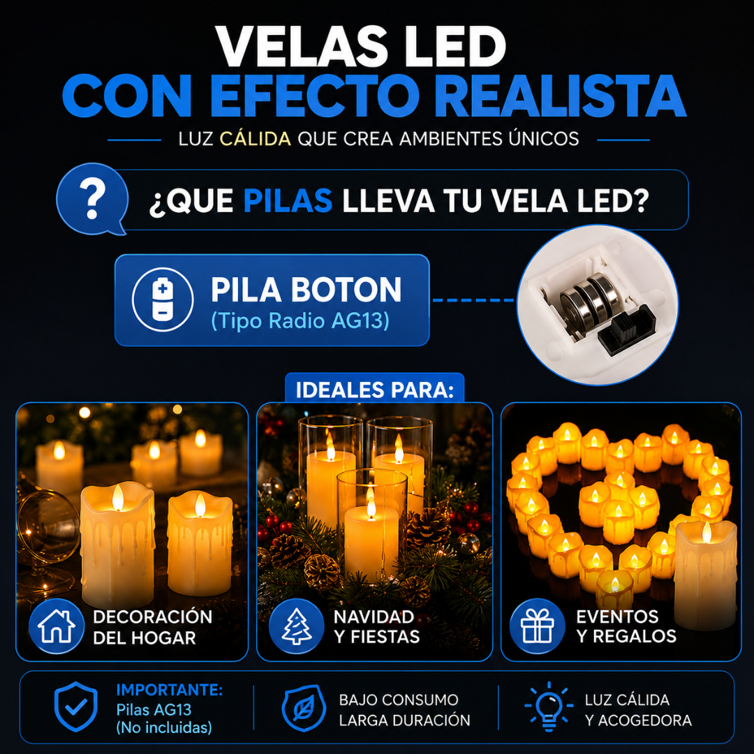 3X2 -  3 VELAS LED EFECTO REALISTA | CALIDEZ Y ESTILO PARA TU HOGAR