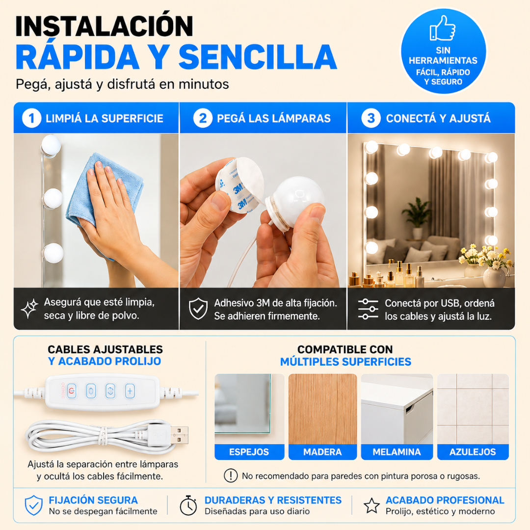 LUZ TOCADOR DE ESPEJO - PREMIUM