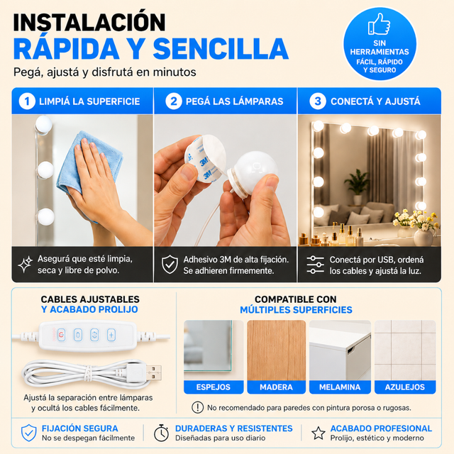 LUZ TOCADOR DE ESPEJO - PREMIUM