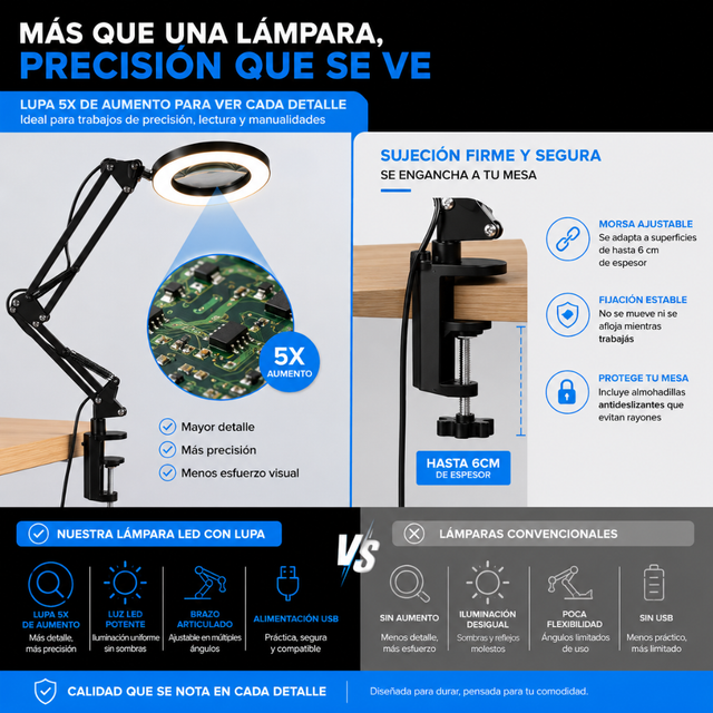 LAMPARA LED DE PRECISION CON LUPA PROFESIONAL