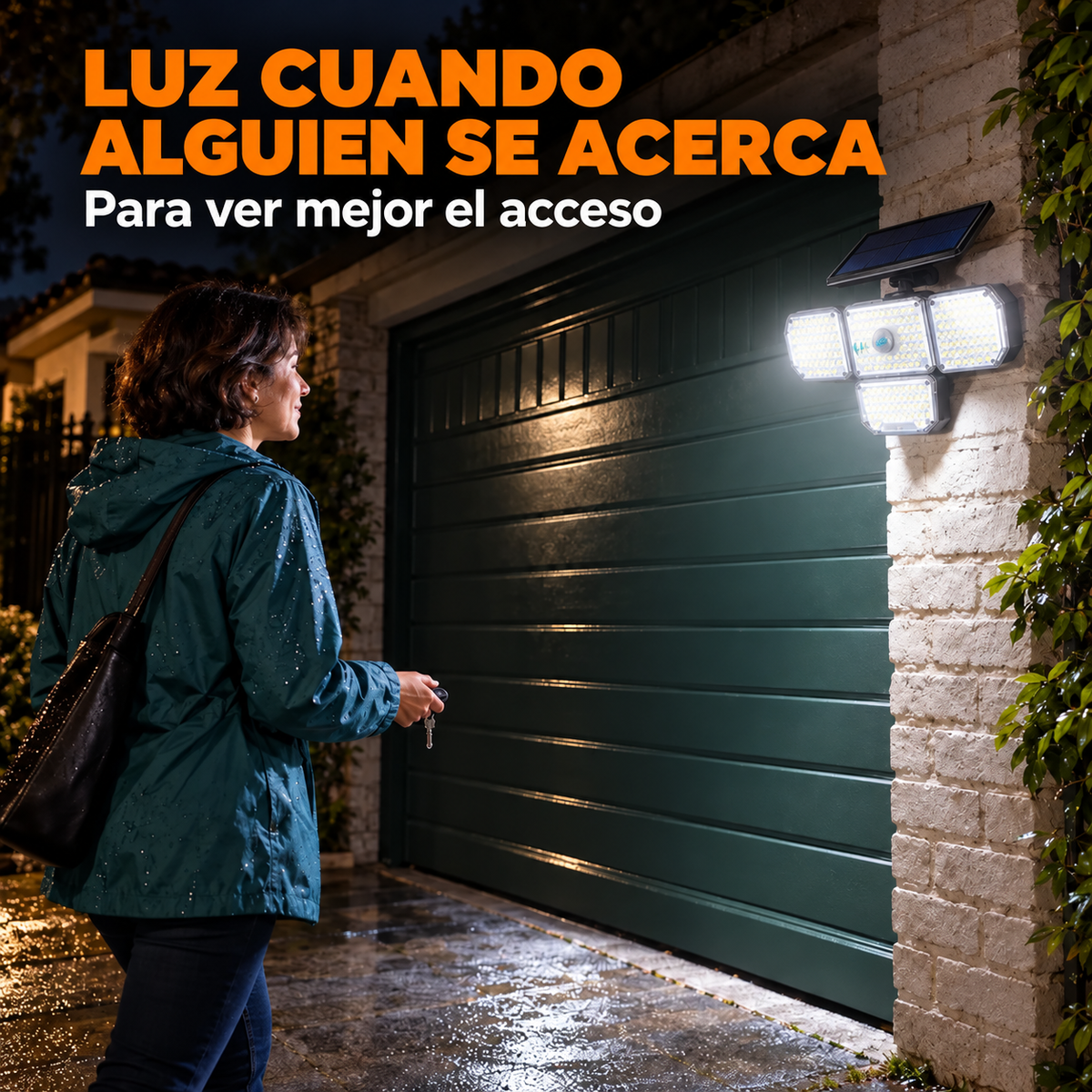 Más luz, más tranquilidad al llegar — Aplique Solar POLI