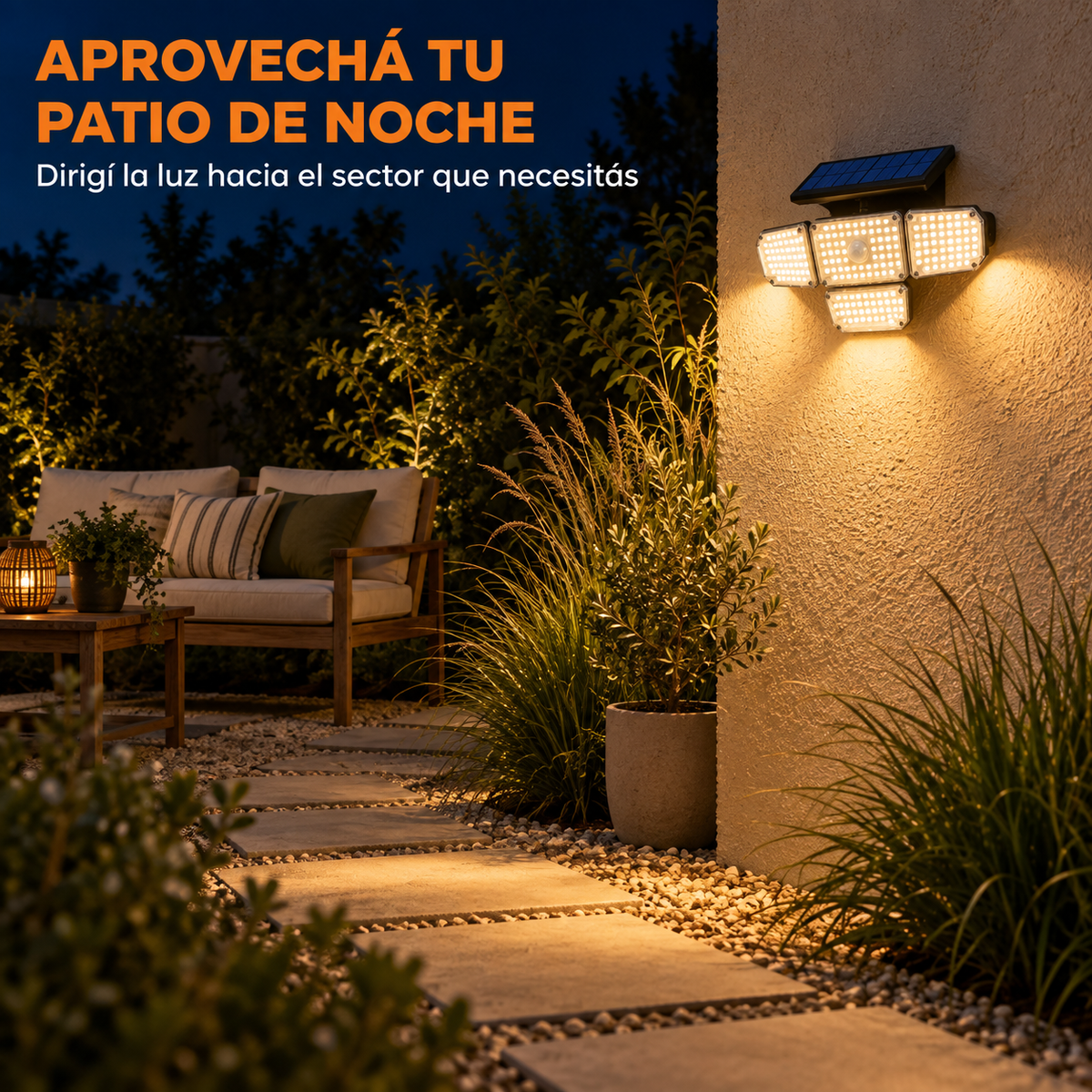 Más luz, más tranquilidad al llegar — Aplique Solar POLI