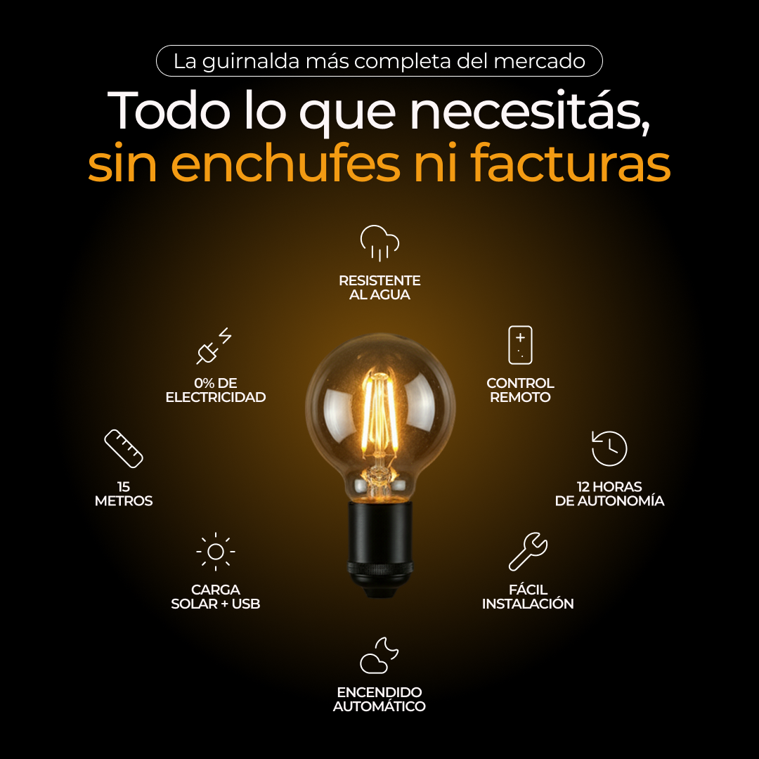GUIRNALDA SOLAR 9 METROS - EXTERIOR - PREMIUM