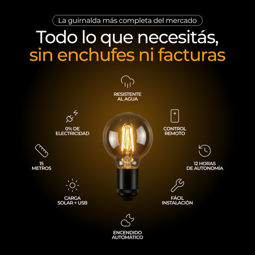 Guirnalda Solar PREMIUM — Más de 990 Patios Ya Iluminados 💡