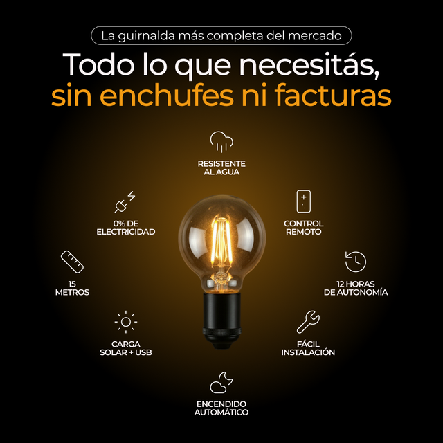 GUIRNALDA SOLAR 9 METROS - EXTERIOR - PREMIUM